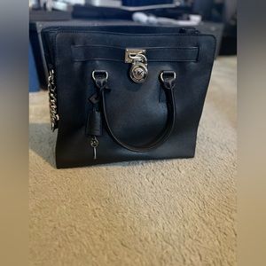Michelle Kors  Black Hamilton large tote lock and key